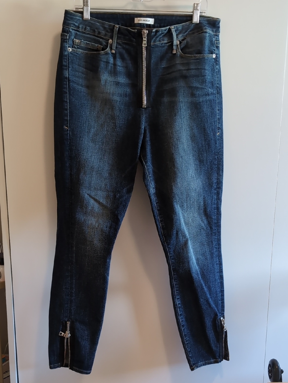 Good American Dark Indigo Zip-Front Skinny Jeans